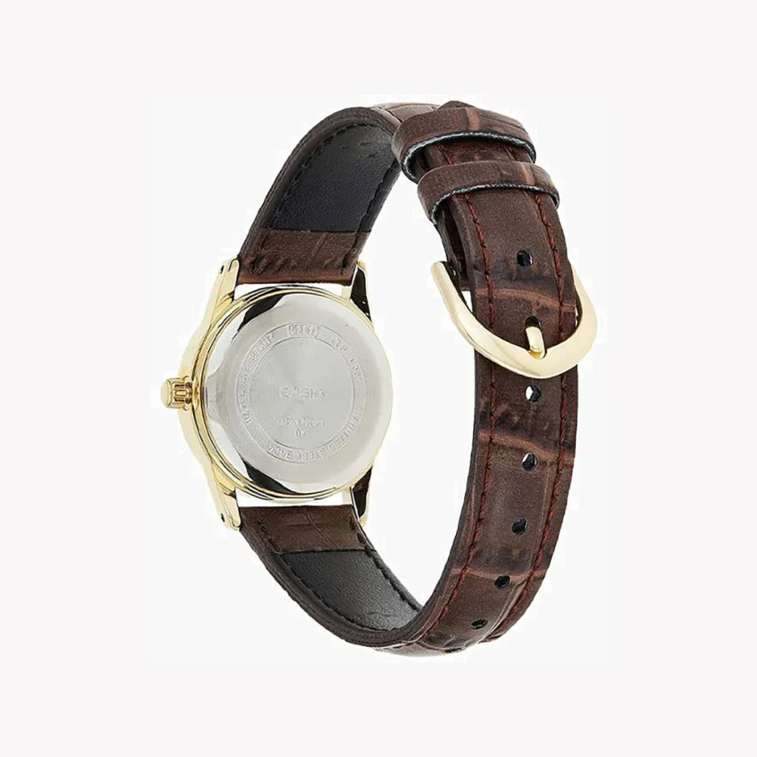 aiwatch_LTP-V001GL-9BUDF - Montre Femme Casio - LTP-V001GL-9BUDF - Bracelet en cuir marron - Affichage analogique - Résistant à l'eau