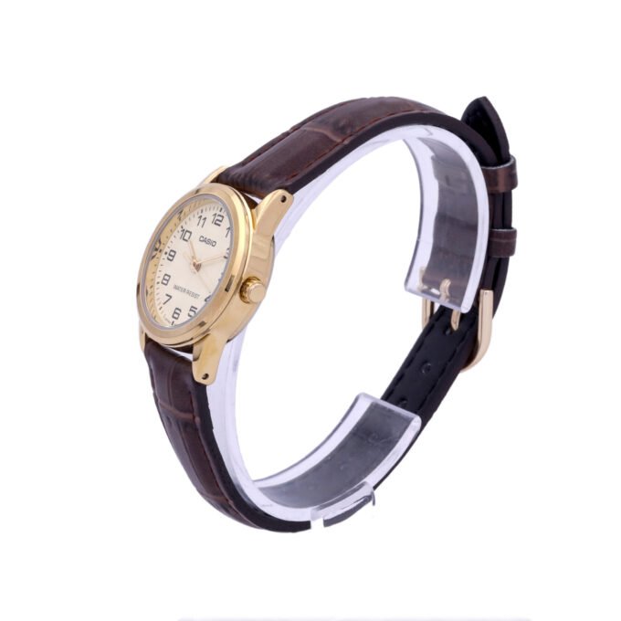 Montre Femme Casio - LTP-V001GL-9BUDF - Bracelet en cuir marron - Affichage analogique - Résistant à l'eau