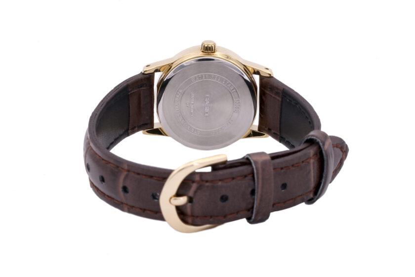 aiwatch_LTP-V002GL-1BUDF - Montre CASIO Femme - LTP-V002GL-1BUDF - Bracelet Marron En Cuir Véritable - Résistante à l'eau - 12 Mois De Garantie