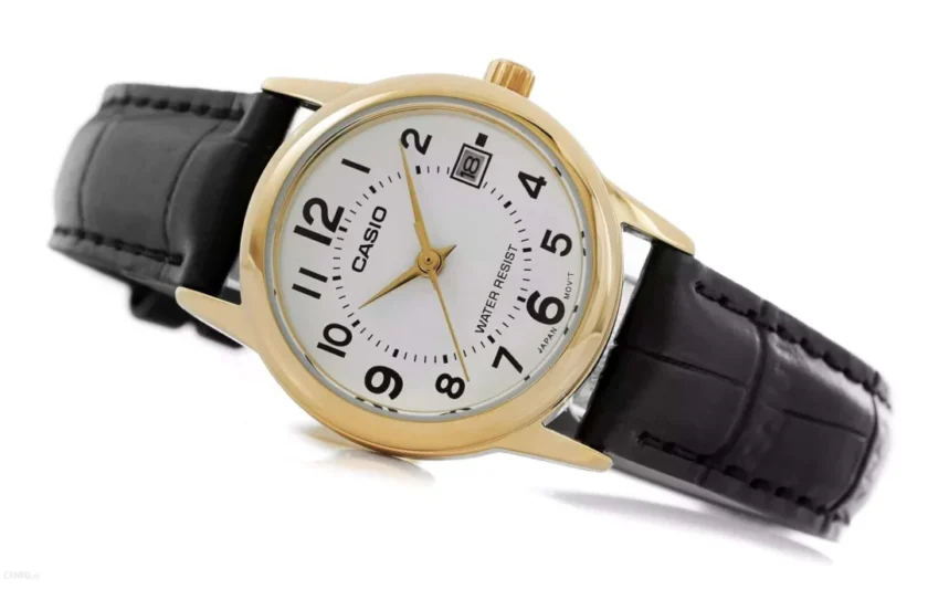 aiwatch_LTP-V002GL-7BUDF - Montre Femme Casio LTP-V002GL-7BUDF - Style Chic avec Cadran Doré et Bracelet en Cuir