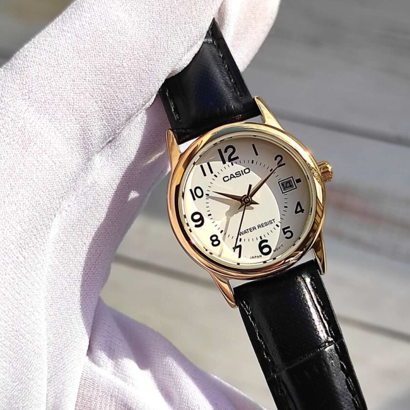 aiwatch_LTP-V002GL-7BUDF - Montre Femme Casio LTP-V002GL-7BUDF - Style Chic avec Cadran Doré et Bracelet en Cuir