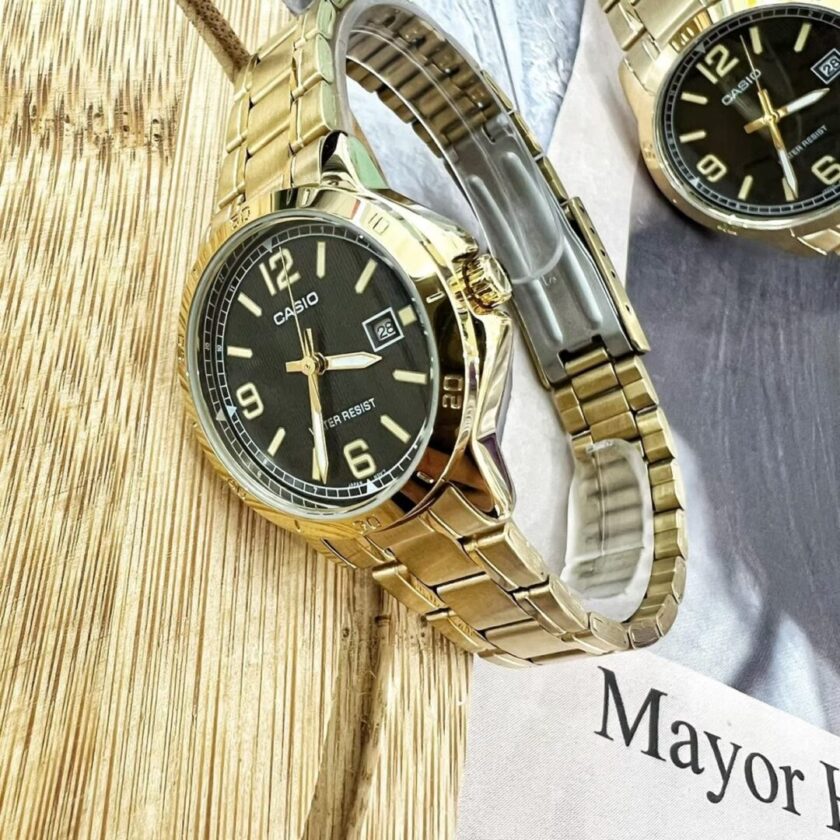 aiwatch_LTP-V004G-1BUDF - Montre CASIO Femme - Bracelet DoRée En Acier Inoxydable - Résistante à l'eau - 12 Mois De Garantie - LTP-V004G-1BUDF
