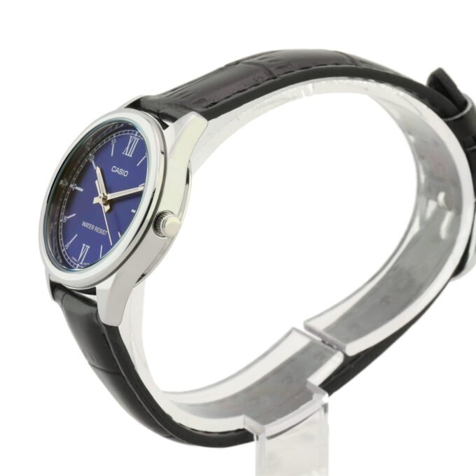 Montre CASIO Femme - LTP-V005L-2BUDF - Bracelet Noir En Cuir Véritable - Résistante à l'eau - 12 Mois De Garantie