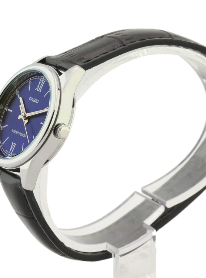 Montre CASIO Femme - LTP-V005L-2BUDF - Bracelet Noir En Cuir Véritable - Résistante à l'eau - 12 Mois De Garantie