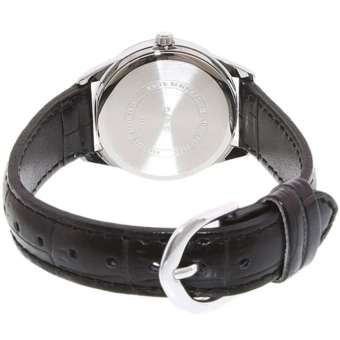 Montre Casio Femme - LTP-V005L-7B2UDF - Bracelet Noir En Cuir Véritable - Cadran Blanc - 12 Mois De Garantie