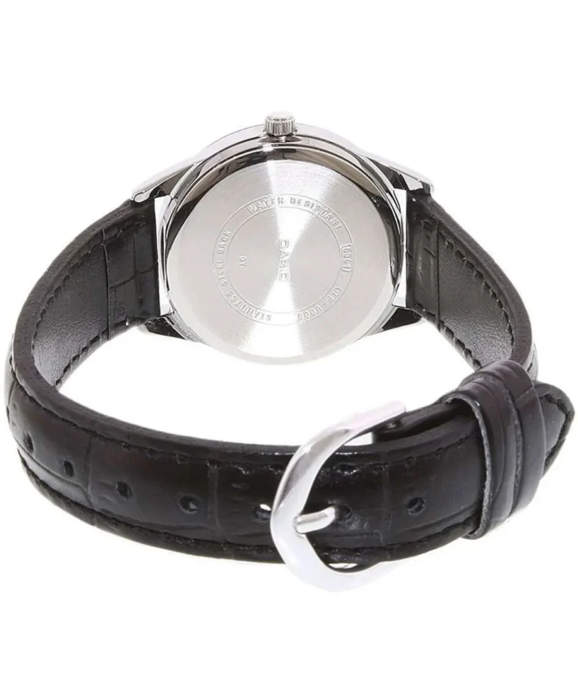 aiwatch_LTP-V005L-7B2UDF - Montre Casio Femme - LTP-V005L-7B2UDF - Bracelet Noir En Cuir Véritable - Cadran Blanc - 12 Mois De Garantie