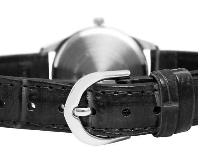 Montre Casio Femme - LTP-V005L-7B2UDF - Bracelet Noir En Cuir Véritable - Cadran Blanc - 12 Mois De Garantie