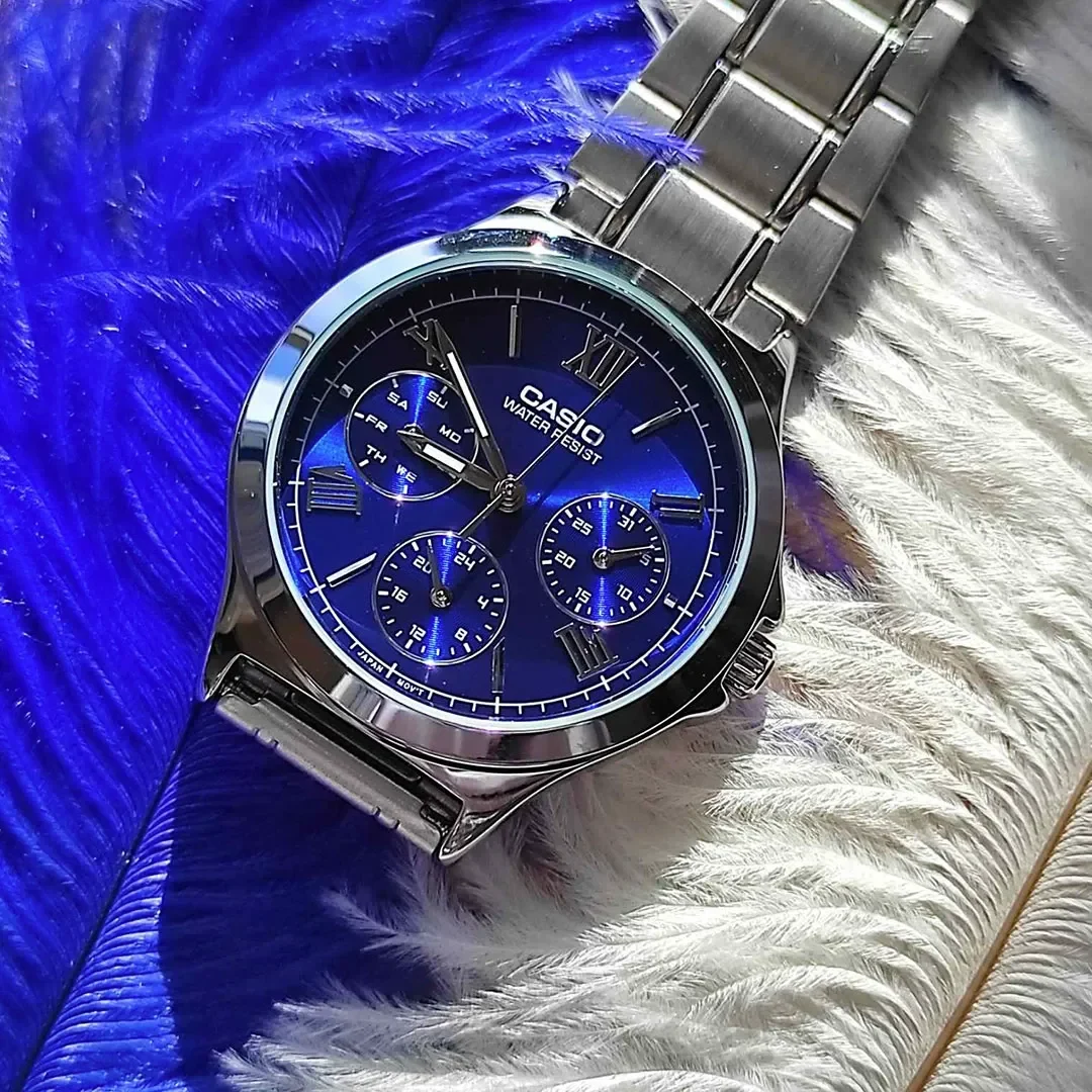 aiwatch_LTP-V300D-2A2UDF - Montre CASIO Femme - Bracelet Gris En Acier Inoxydable - Résistante à l'eau - 12 Mois De Garantie - LTP-V300D-2A2UDF