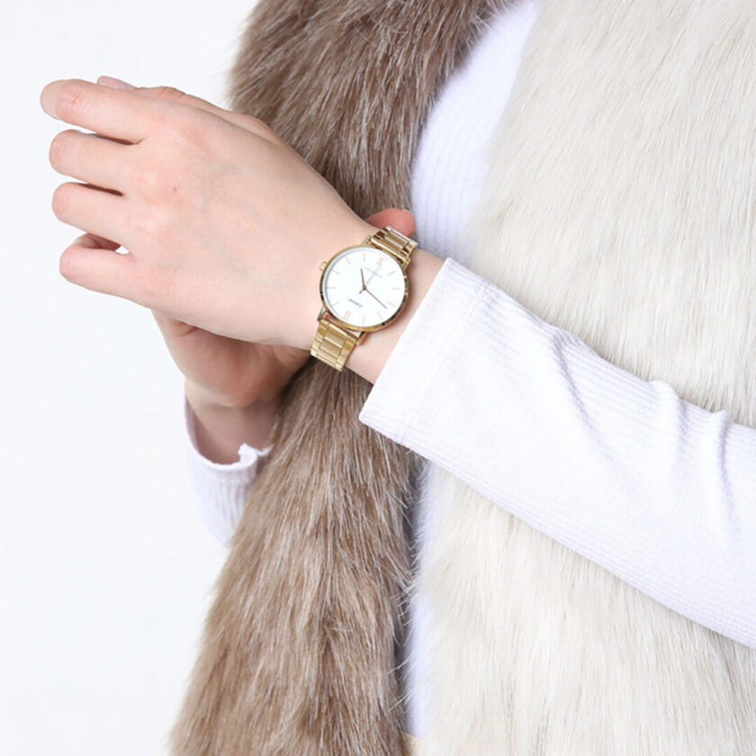 aiwatch_LTP-VT01G-7BUDF - Montre CASIO Femme - Bracelet DoRée En Acier Inoxydable - Cadran Blanc - 12 Mois De Garantie - LTP-VT01G-7BUDF