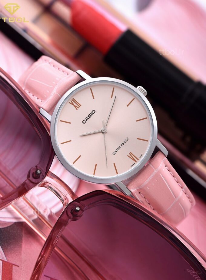 Montre CASIO Femme - LTP-VT01L-4BUDF - Bracelet Rose En Cuir Véritable - Résistante à l'eau - 12 Mois De Garantie