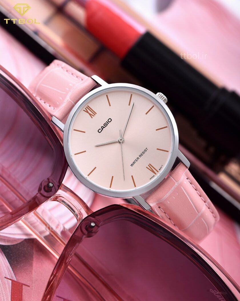 aiwatch_LTP-VT01L-4BUDF - Montre CASIO Femme - LTP-VT01L-4BUDF - Bracelet Rose En Cuir Véritable - Résistante à l'eau - 12 Mois De Garantie