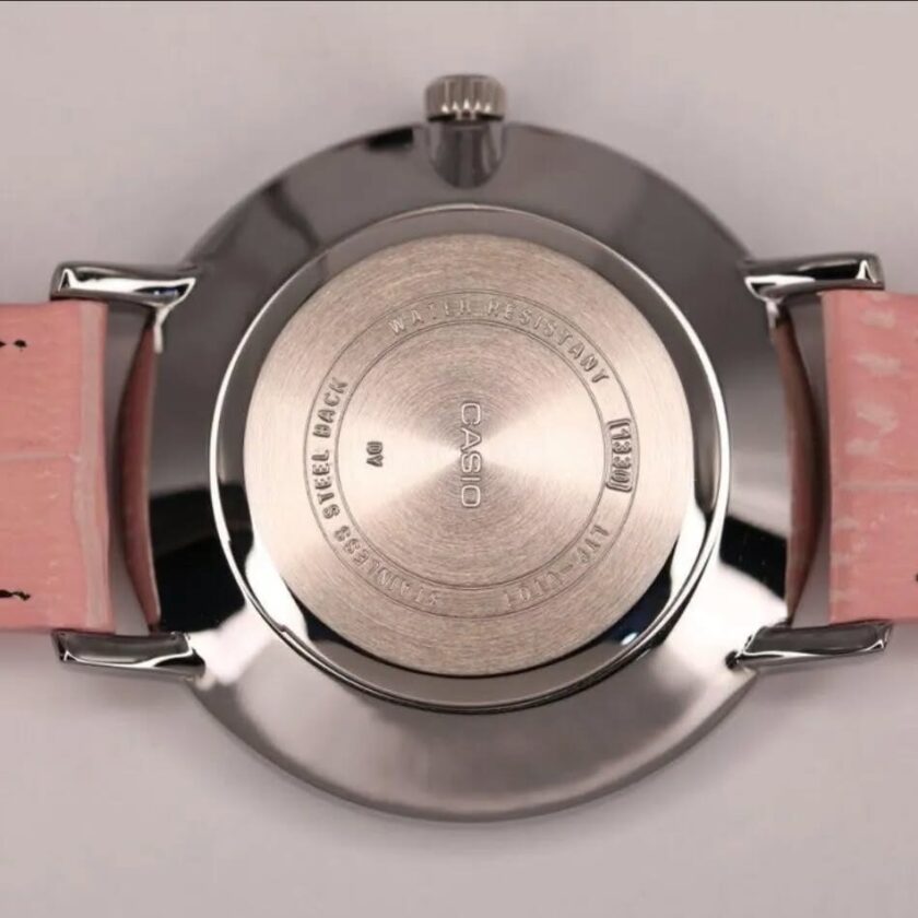 aiwatch_LTP-VT01L-4BUDF - Montre CASIO Femme - LTP-VT01L-4BUDF - Bracelet Rose En Cuir Véritable - Résistante à l'eau - 12 Mois De Garantie