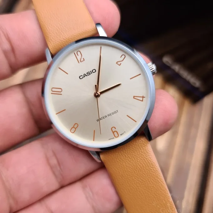 aiwatch_LTP-VT01L-5BUDF - Montre Femme Casio - LTP-VT01L-5BUDF - Bracelet en cuir kaki - Verre minéral - Affichage analogique