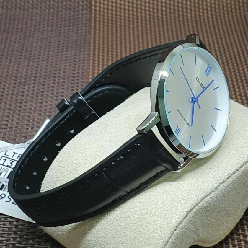 aiwatch_LTP-VT01L-7B1UDF - Montre Casio Femme -  LTP-VT01L-7B1UDF - Bracelet Noir En Cuir Véritable - Cadran Blanc - 12 Mois De Garantie