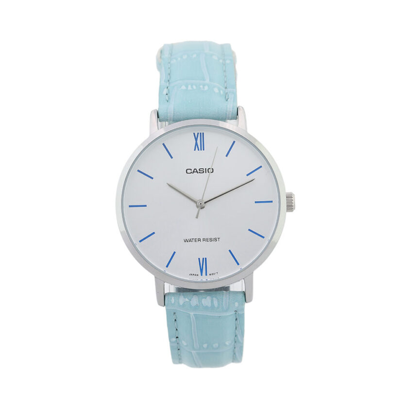 aiwatch_LTP-VT01L-7B3UDF - Montre Femme Casio - LTP-VT01L-7B3UDF - Bracelet en cuir bleu ciel - Affichage analogique - Résistant à l'eau