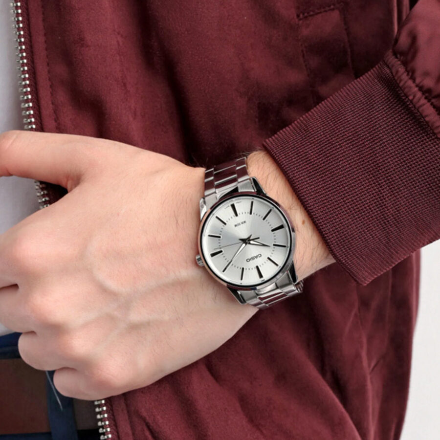 aiwatch_MTP-1303D-7AVDF - Montre CASIO Homme -  MTP-1303D-7AVDF - Bracelet Gris En Acier Inoxydable - Cadran Blanc - 12 Mois De Garantie