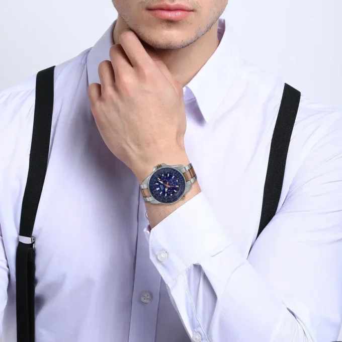 aiwatch_MTP-SW320RG-2AVDF - Montre Casio Homme - Bracelet Gris/Dorée En Acier Inoxydable - Résistante À L'Eau - 12 Mois De Garantie - Mtp-Sw320Rg-2Avdf