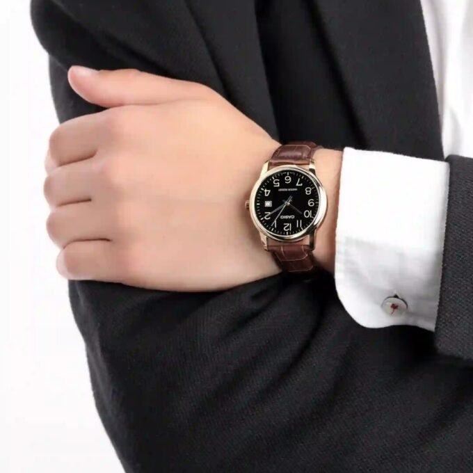 aiwatch_MTP-V002GL-1BUDF - Montre Homme Casio MTP-V002GL-1BUDF - Bracelet en cuir marron - Affichage analogique - Résistant à l'eau