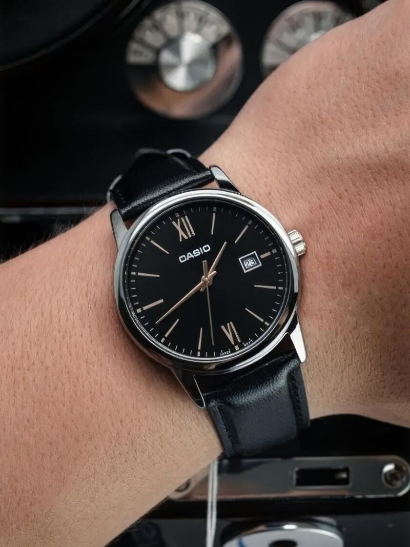 aiwatch_MTP-V002L-1B3UDF - Montre Homme Casio - MTP-V002L-1B3UDF - Bracelet en Cuir Noir - Affichage analogique - Résistant à l'eau