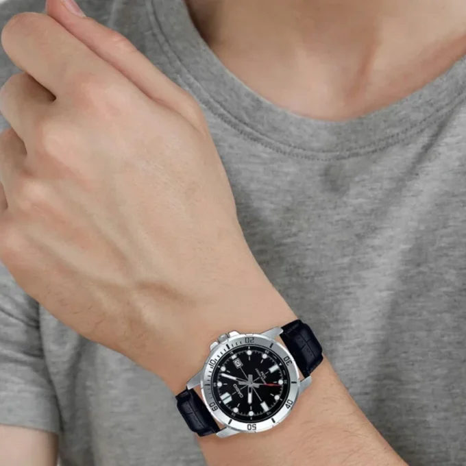 Montre Homme Casio MTP-VD01L-1EVUDF - Bracelet en cuir noir - Affichage analogique