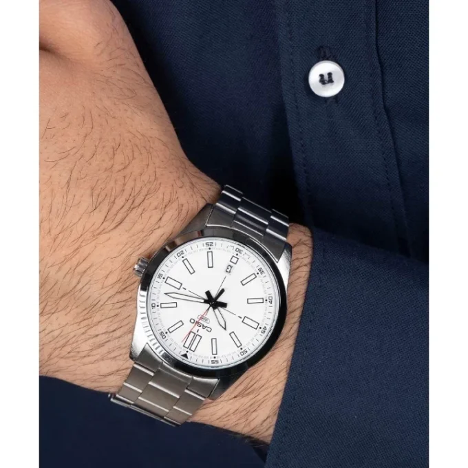 aiwatch_MTP-VD02D-7EUDF - Montre Homme Casio Collection - Mtp-VD02D-7EUDF - Bracelet Gris En Acier Inoxydable - Résistance À L'Eau 30 M