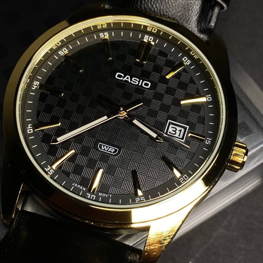 aiwatch_MTP-VD03GL-1AUDF - Montre Homme Casio - MTP-VD03GL-1AUDF - Bracelet en Cuir noir - Affichage analogique - Résistant à l'eau