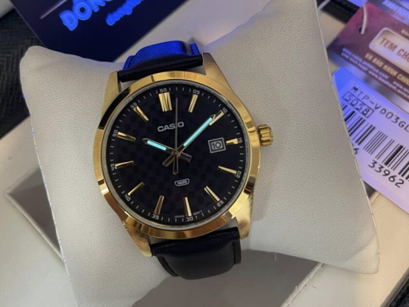 aiwatch_MTP-VD03GL-1AUDF - Montre Homme Casio - MTP-VD03GL-1AUDF - Bracelet en Cuir noir - Affichage analogique - Résistant à l'eau