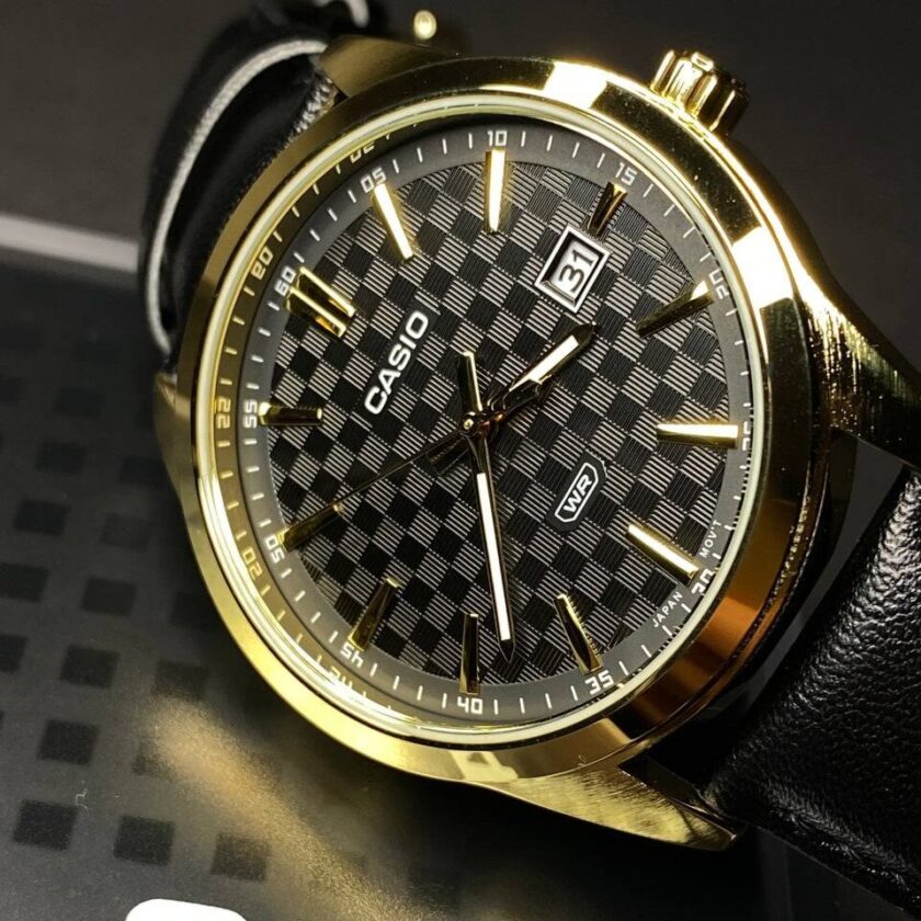 aiwatch_MTP-VD03GL-1AUDF - Montre Homme Casio - MTP-VD03GL-1AUDF - Bracelet en Cuir noir - Affichage analogique - Résistant à l'eau