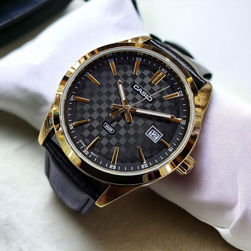 aiwatch_MTP-VD03GL-1AUDF - Montre Homme Casio - MTP-VD03GL-1AUDF - Bracelet en Cuir noir - Affichage analogique - Résistant à l'eau