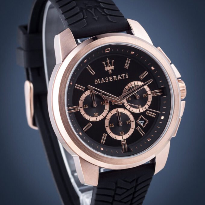 aiwatch_R8871621012 - Montre Bracelet Homme Maserati Successo - R8871621012 - Chronographe - Bracelet Noir en Silicone - Résistance à l'eau 5 ATM