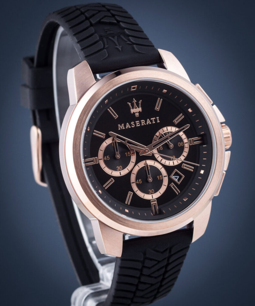aiwatch_R8871621012 - Montre Bracelet Homme Maserati Successo - R8871621012 - Chronographe - Bracelet Noir en Silicone - Résistance à l'eau 5 ATM