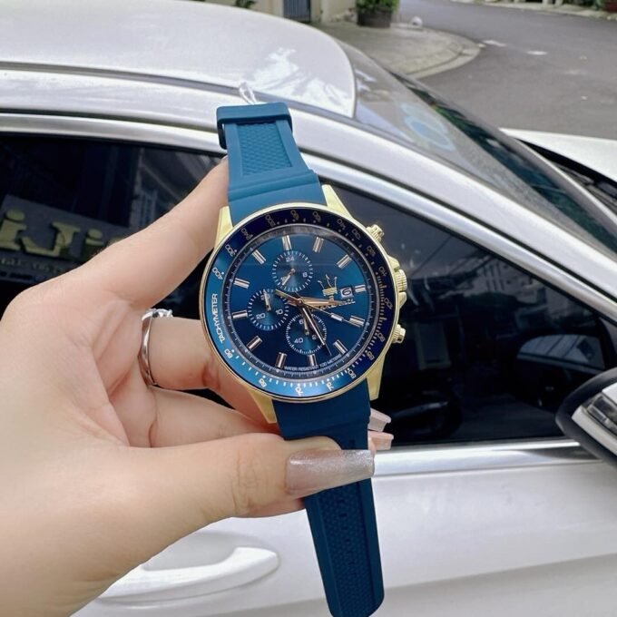 aiwatch_R8871640004 - Montre Chronographe Homme Maserati Sfida - R8871640004 - Bracelet Bleu en Silicone- Résistance à l'eau 10 ATM