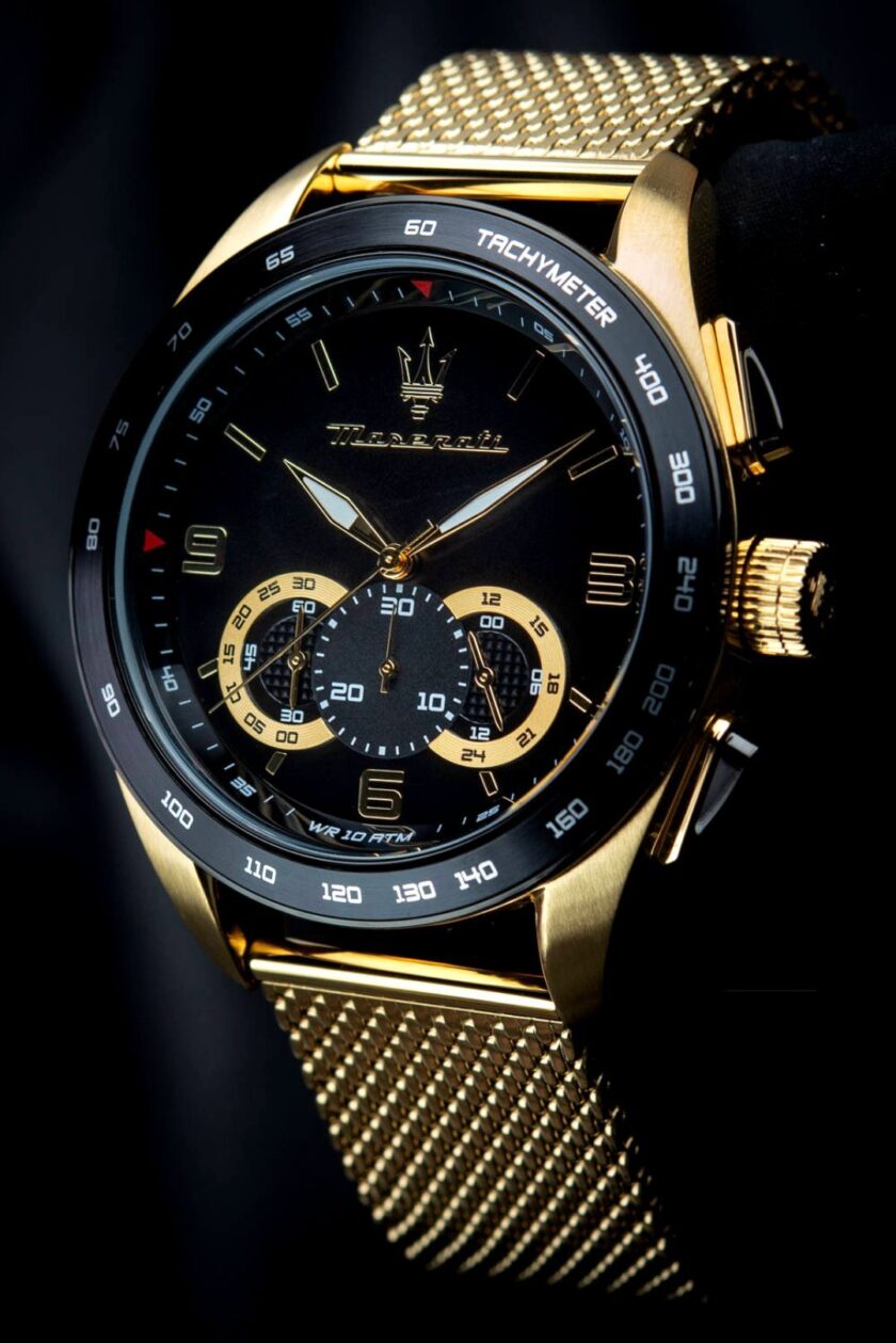 aiwatch_R8873612010 - Montre Homme Maserati TRAGUARDO R8873612010 - Montre Chronographe Acier Doré - Résistance à l'eau 10 ATM