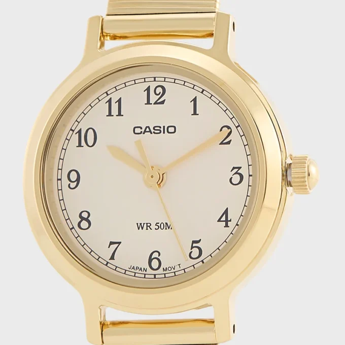 Montre femme Casio LTP-B170G-9BVDF – Acier inoxydable, plaqué or ionique, étanche 50m, bracelet réglable, verre minéral