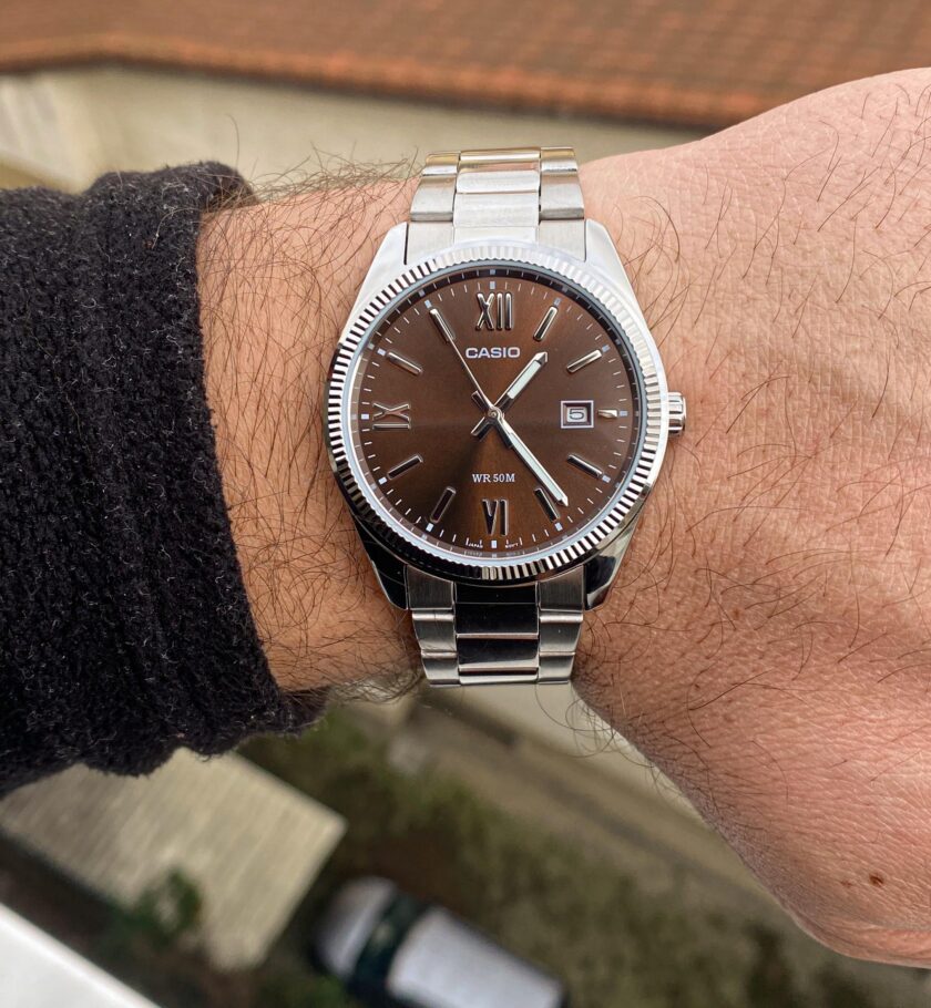 montre classique homme casio mtp 1302dd 5avdf – acier inoxydable, bracelet métal, cadran marron, Étanche – boutique aïwatch