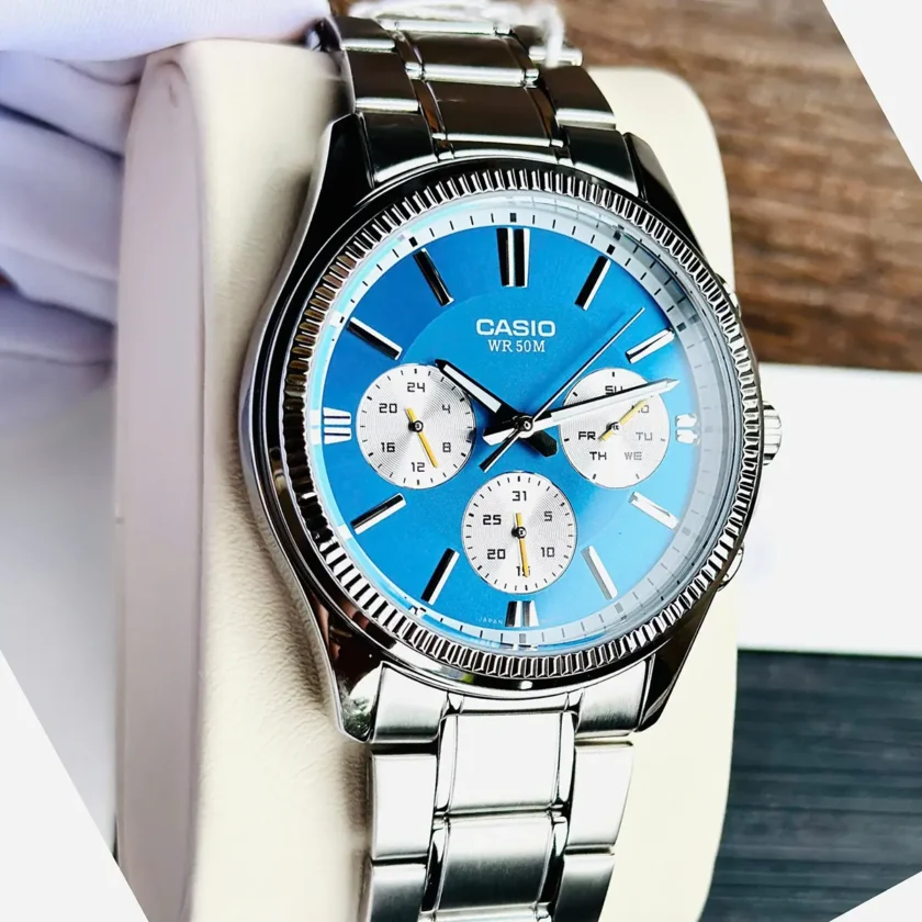 montre homme casio mtp 1375d 2a2vdf bracelet en acier inoxydable affichage analogique résistant à l'eau