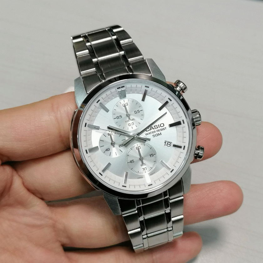 montre homme casio mtp e510d 7avdf bracelet en acier inoxydable affichage analogique résistant à l'eau