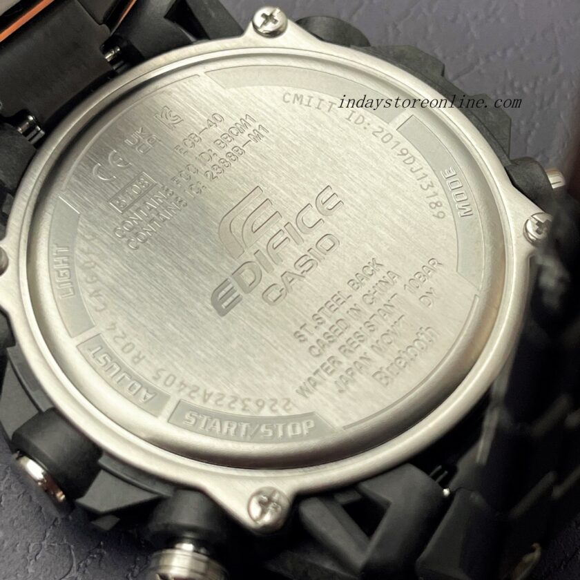 montre casio edifice homme chronographe, bluetooth, acier inoxydable, fibre de carbone, world time noir ecb 40dc 1adf