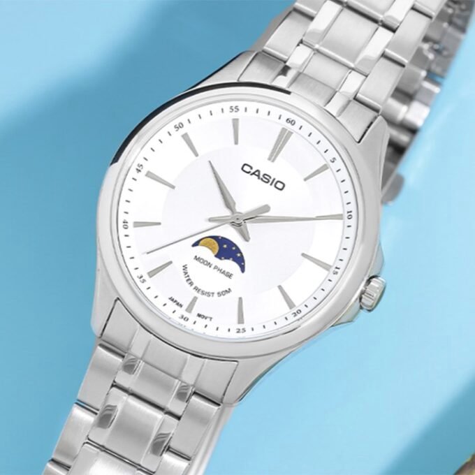 montre classique homme casio bracelet acier inoxydable, résistante à leau, design Élégant référence mtp m100d 7avdf argent