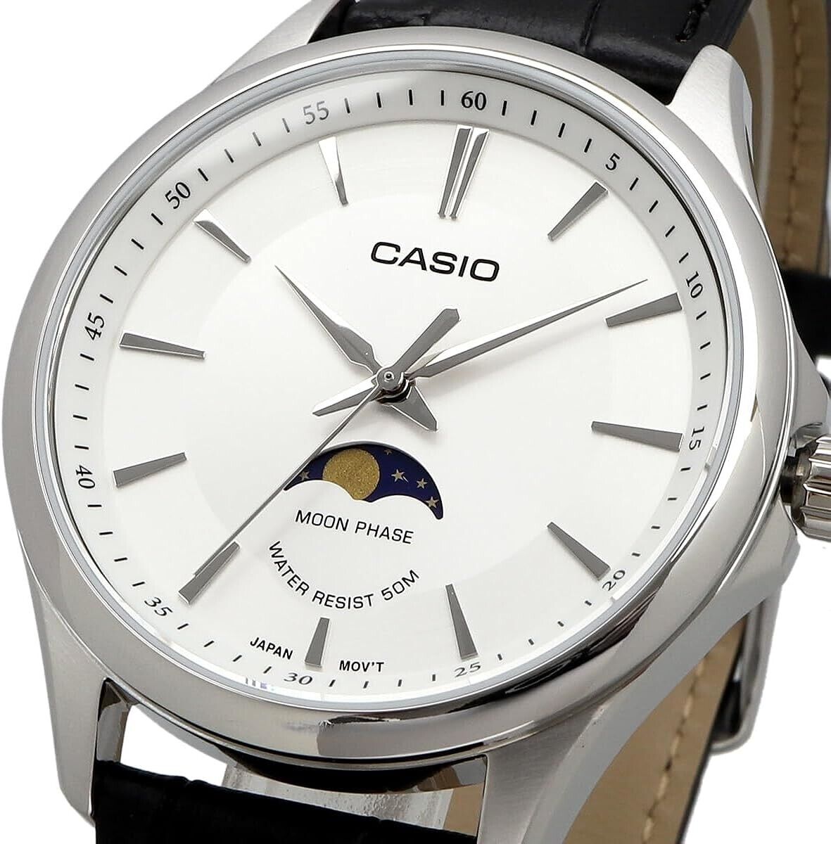 casio mtp m100l 7avdf montre homme en acier inoxydable avec bracelet en cuir