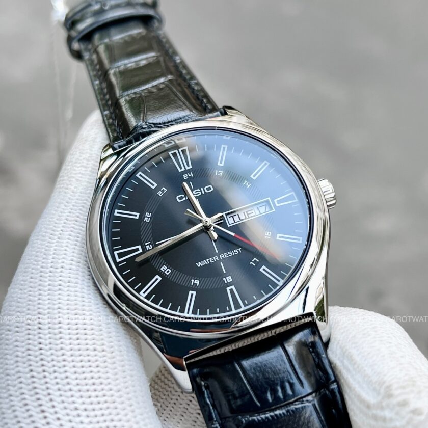 montre homme casio mtp v006l 1cudf bracelet en cuir noir affichage analogique résistant à l'eau