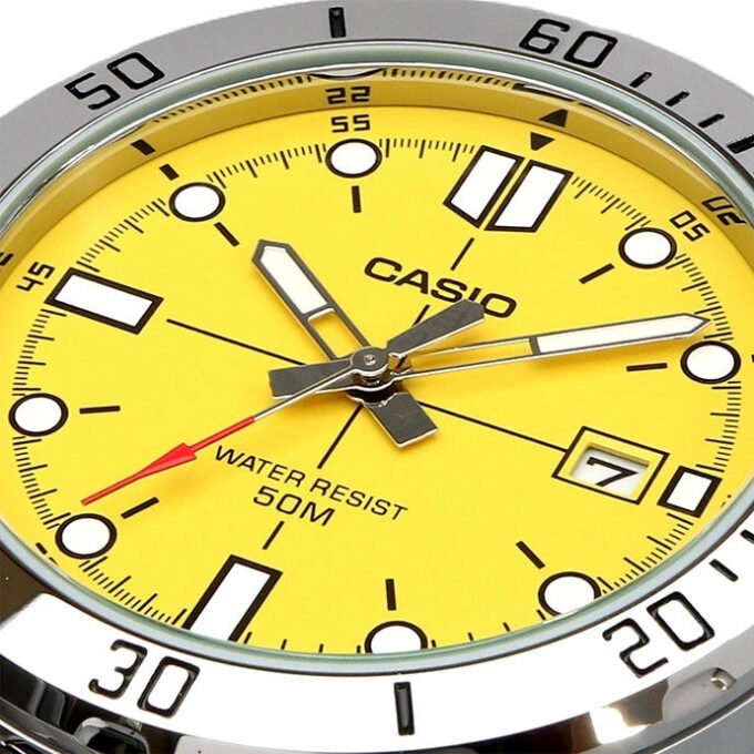 Montre Classique - CASIO - Homme - Design Élégant, Bracelet Acier, Résistante à lEau - Acier Inoxydable - Jaune - Référence MTP-VD01D-9EVUDF
