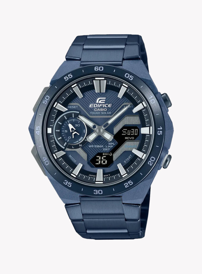 montre casio edifice homme chronographe bluetooth acier inoxydable bleu Étanche référence ecb 2200cb 2adf