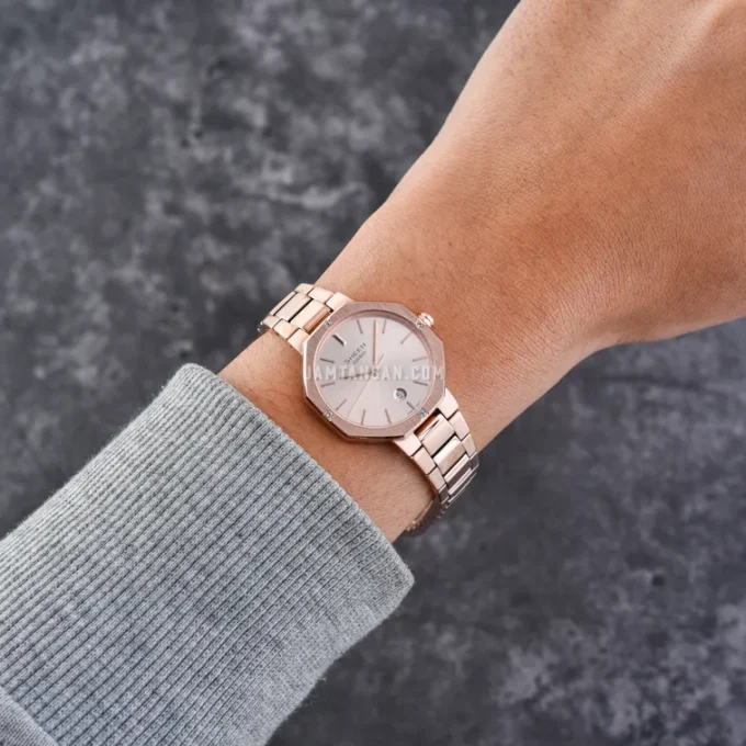 Montre Casio SHE-4543PG-4AUDF - Élégante Montre Analogique Octogonale en Acier Inoxydable avec Cadran en Or Rose - Verre Saphir