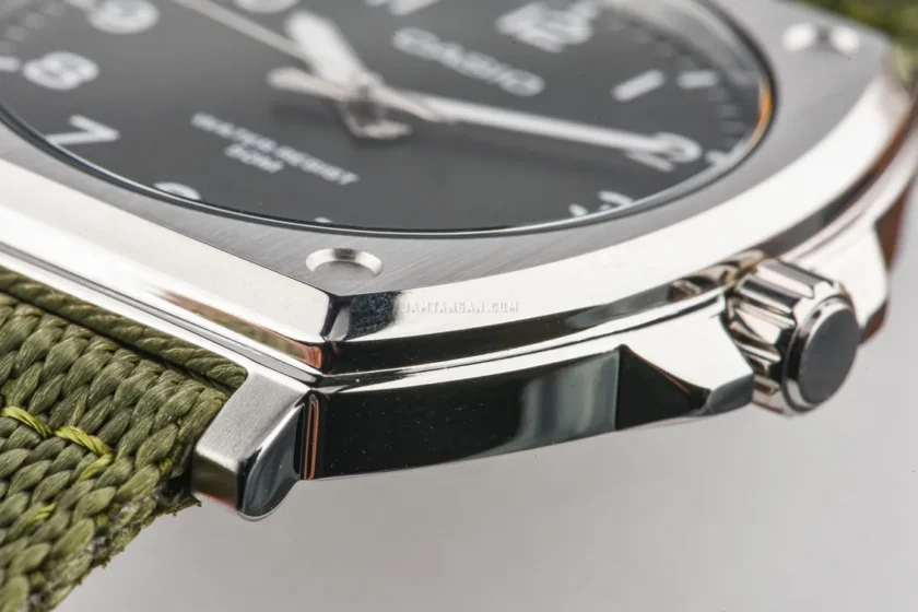 montre casio homme chronographe acier inoxydable, Étanche, bracelet métal, affichage analogique numérique, vert référence mtp e730c 3avdf