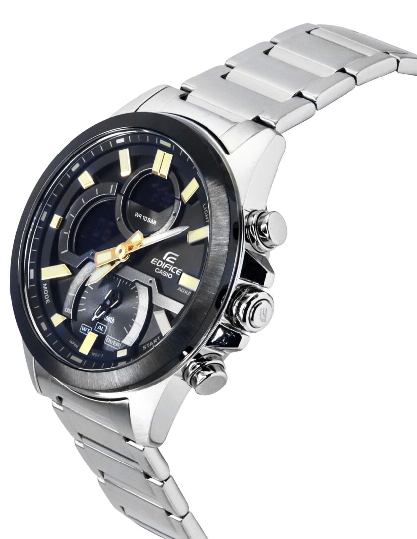 montre casio edifice homme chronographe, acier inoxydable, Étanche 100m, design sport ecb 30db 1a9df gris