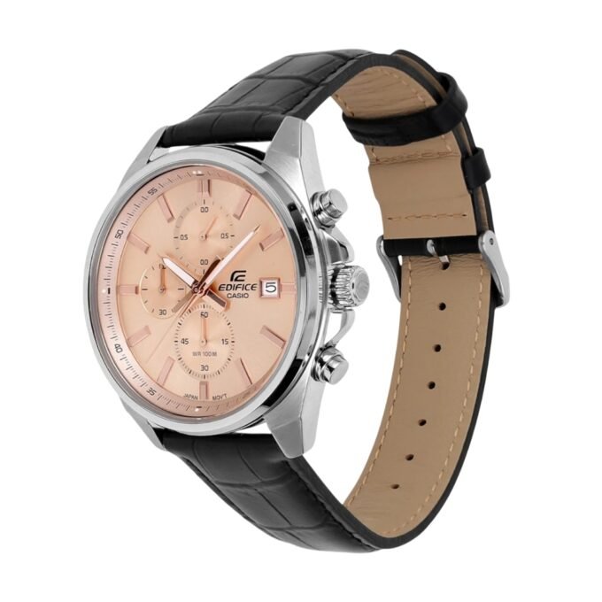 Montre Homme Casio EFV-610EL-5AUDF – Chronographe, Acier inoxydable, Bracelet cuir, Étanche 100m, Date, Verre minéral, 48,6 mm, Marron