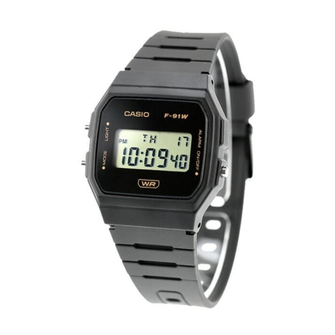 Montre - Casio - Homme/Femme - Chronomètre, Alarme, LED, Résine biosourcée, Étanche - Noir - F-91WB-8ADF