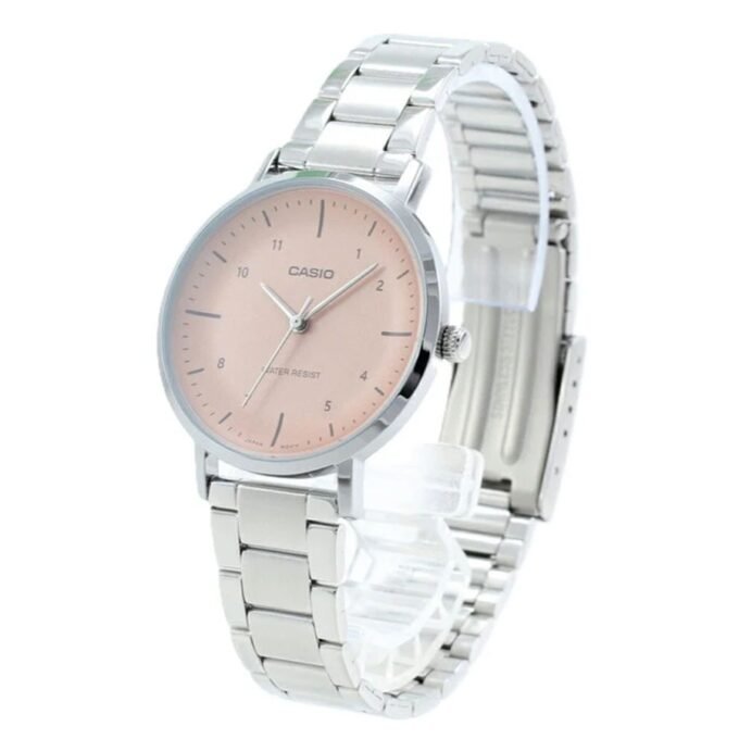 Montre Casio - Femme - Analogique, Chronométrage, Résistante à leau, Autonomie 3 ans - Bracelet Acier Inoxydable - Argent/Rose - LTP-VT03D-4BDF