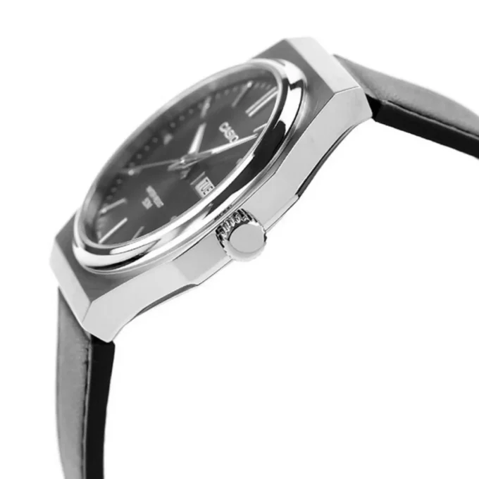 Montre Homme CASIO MTP-E735L-8AVDF – cadran gris foncé, bracelet cuir, style élégant, affichage analogique – cuir – gris foncé – MTP-E735L-8AVDF